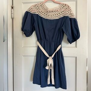 Navy and Tan Cutout Dress